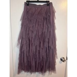 Anthropologie Skirt Size M Tulle Handkerchief Maxi Whimsy Boho Polka Dot